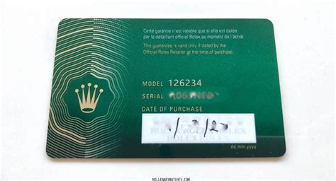 rolex warranty cards